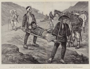 A guerra no leste, trazendo os feridos da frente depois de uma escaramuça durante um reconhecimento